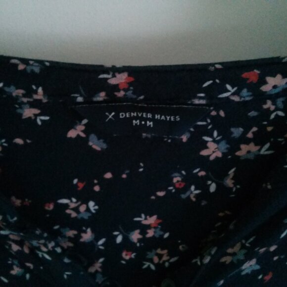 Women's Navy Floral Long Sleeve Henley, Denver Hayes, Medium - Picture 3 of 12